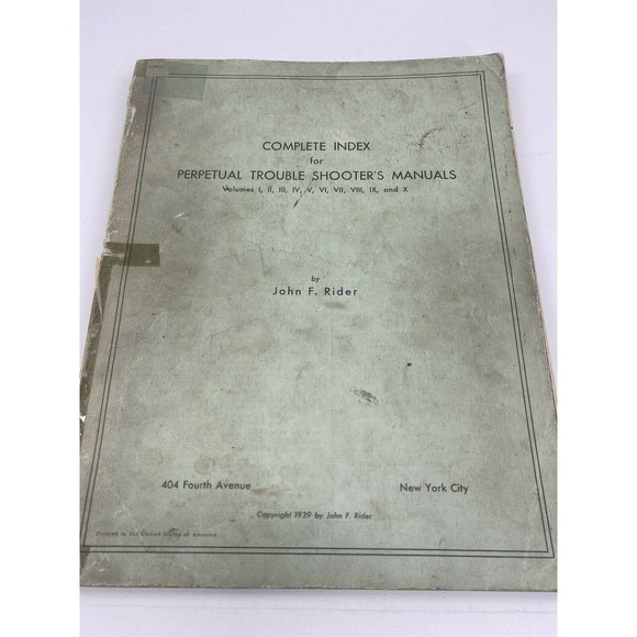 1939 Complete Index Perpetual Trouble Shooter's Manuals Vol 1-10 John F Rider - Picture 5 of 10
